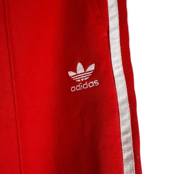 Adidas Pants Mens Small Red Joggers Athletic Three Stripes Trefoil Pockets - Picture 3 of 10